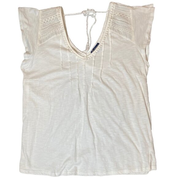 Democracy White V-Neck Cap Sleeve Top size Medium - Picture 1 of 5